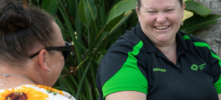 Amanda (accountant) talking to a client